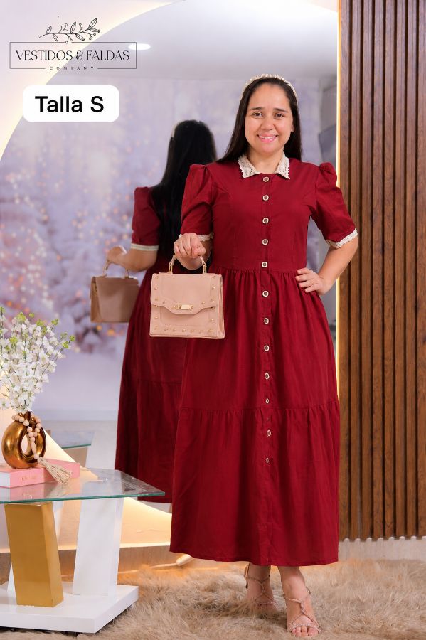 Vestido largo. Tela popelina. Camisero.