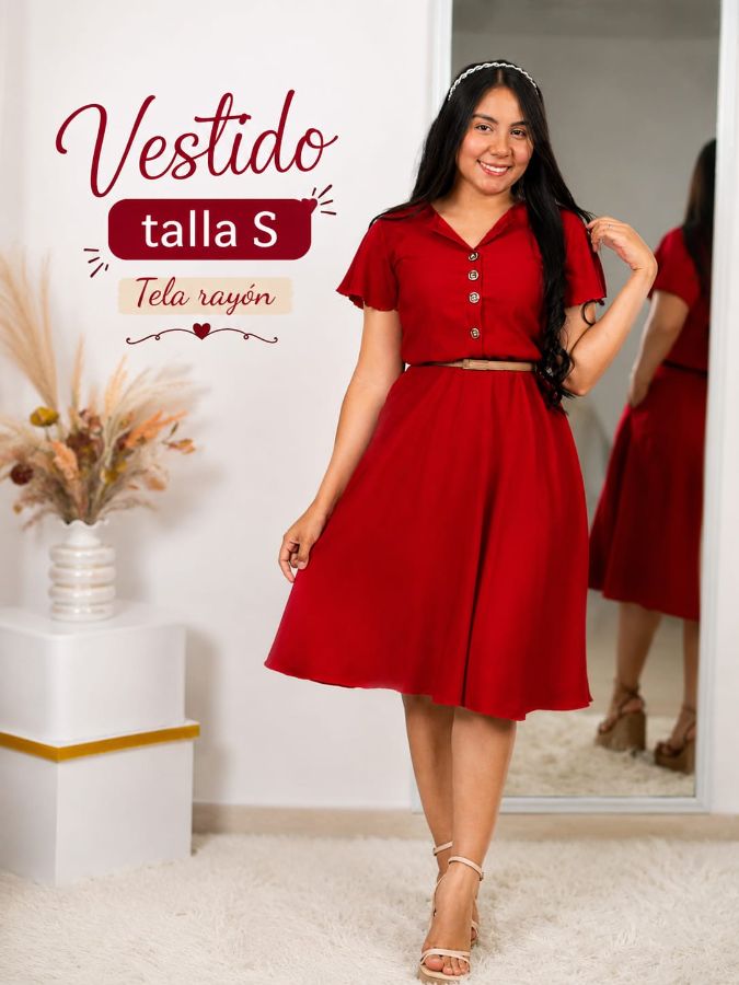 Vestido midi tela rayon