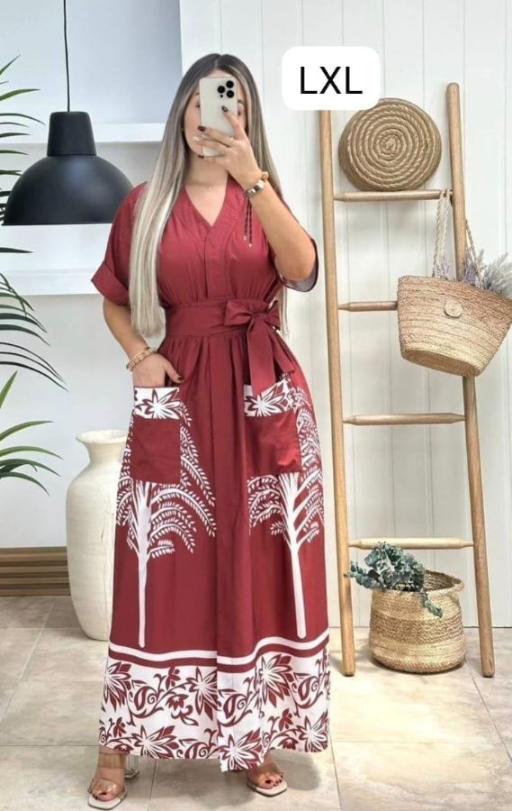 Vestido en tela popelina largo